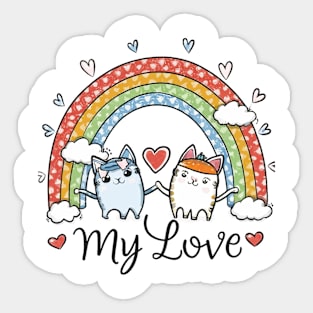 My Rainbow Cat is My Valentine Sticker